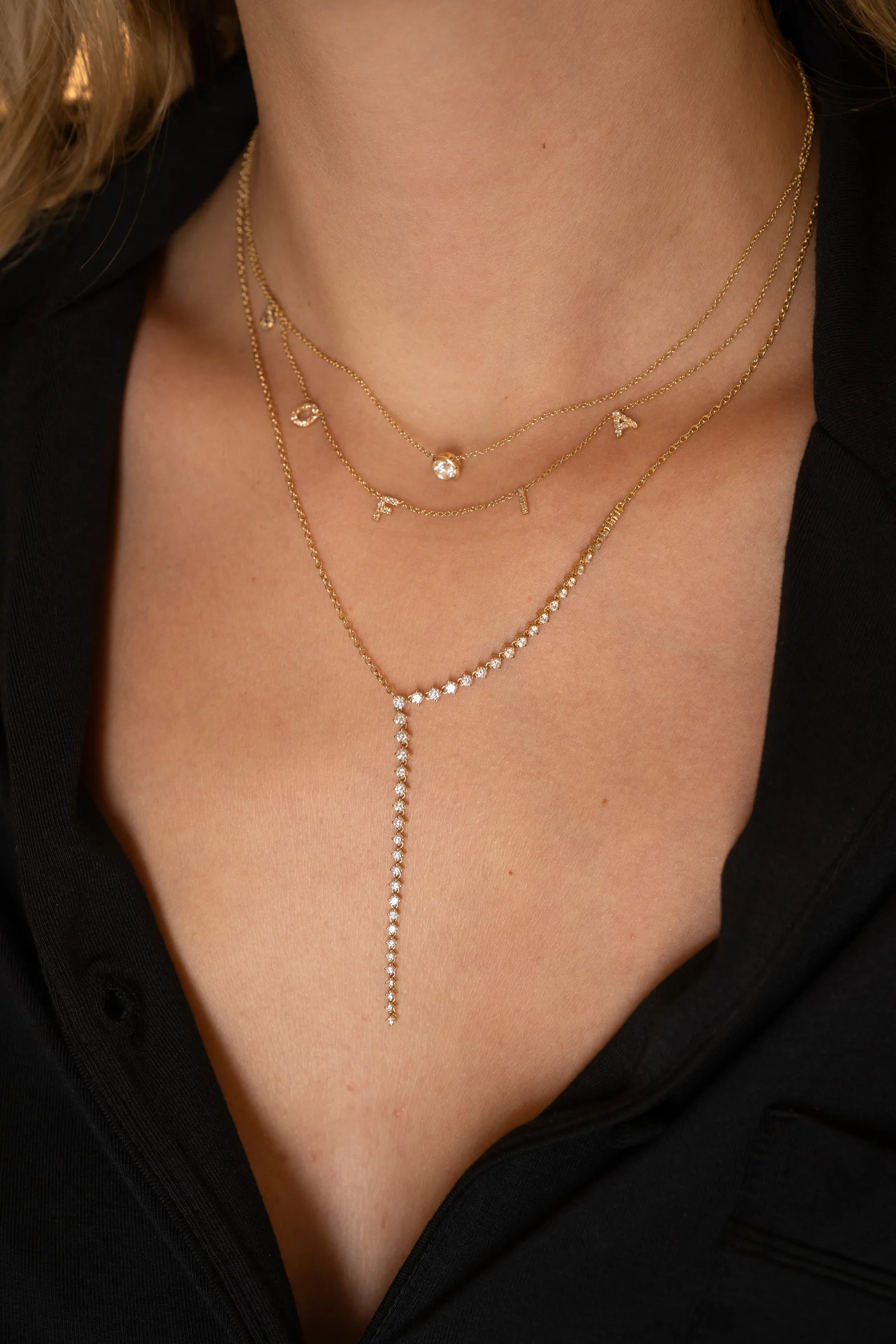 14k 4 Prong Half Diamond Tennis Lariat