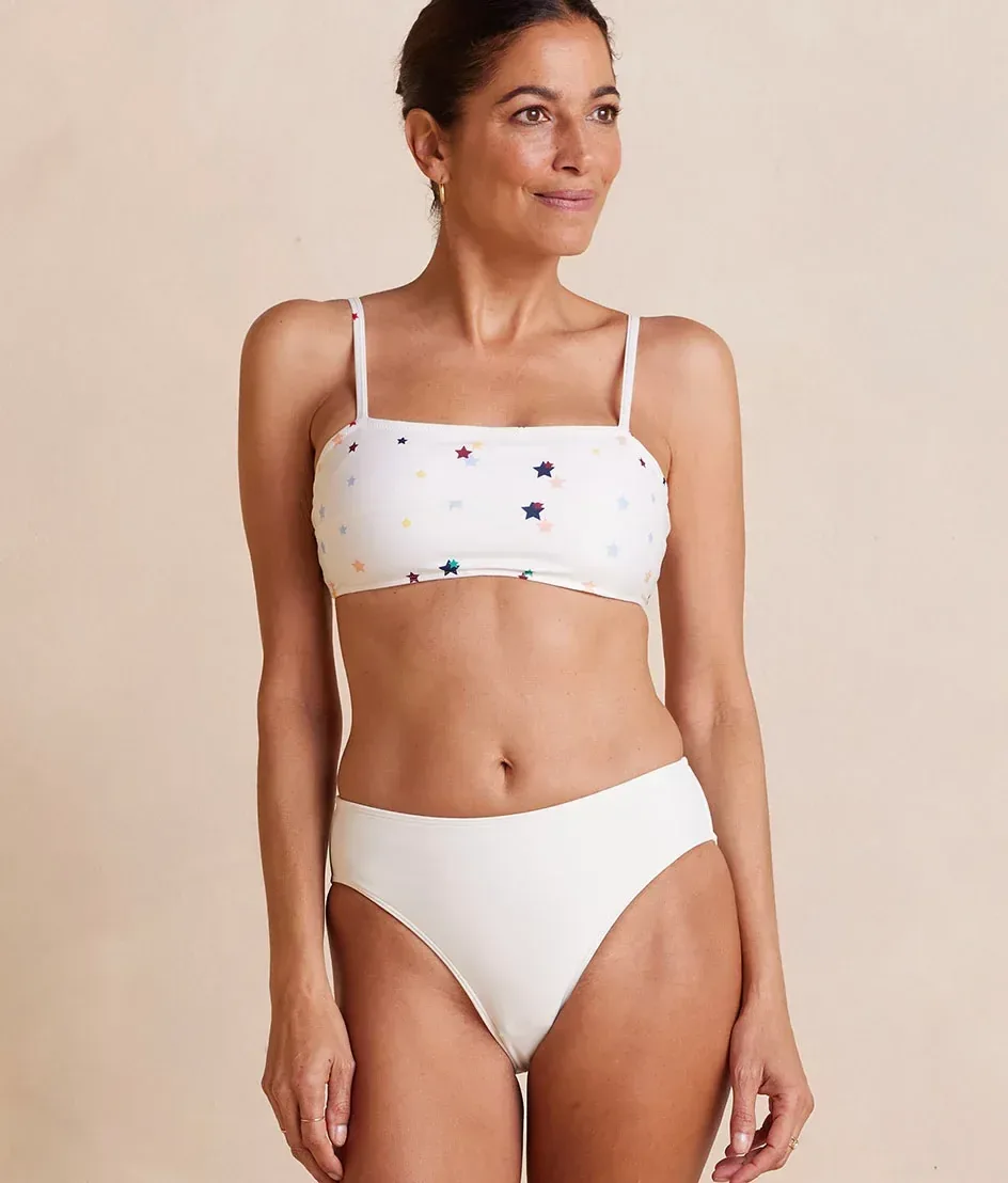 The High Leg Mid Rise Bikini Bottom – White Sand