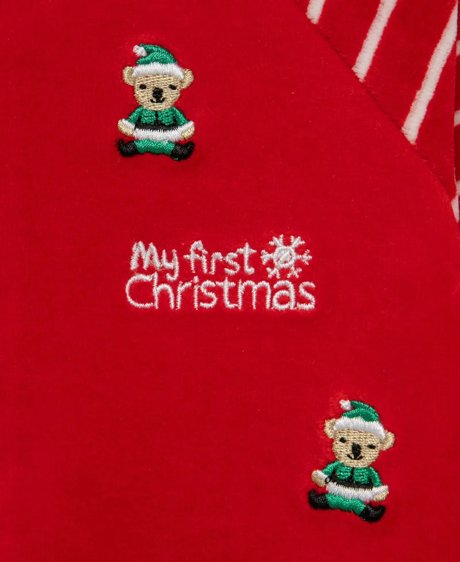 Santa Bear Velour Footie (3M-9M)