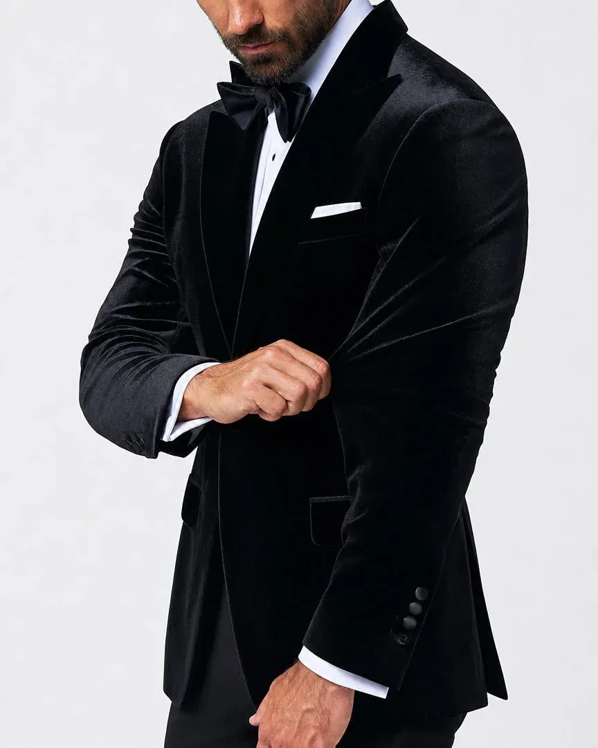 Tuxedo Jacket – Black Velvet with Peak Lapel