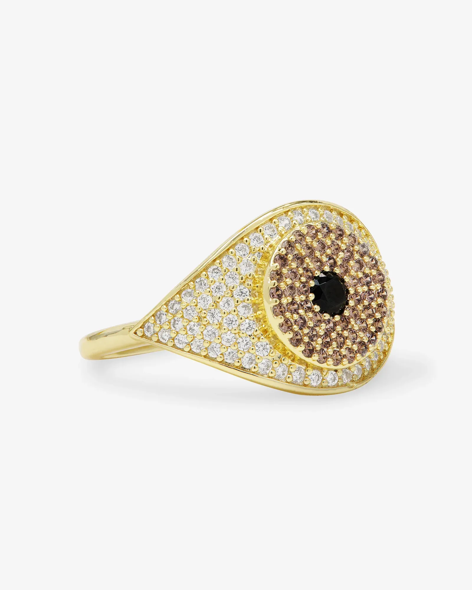 Black Evil Eye Ring – Gold|Black Diamondettes