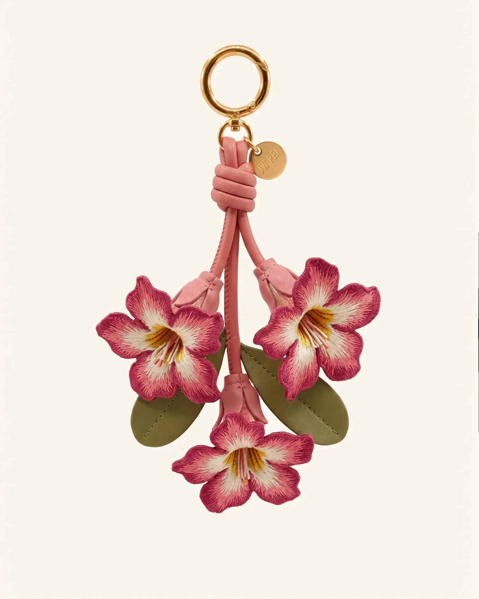 3D Embroidered Desert Rose Bag Charm – Pink