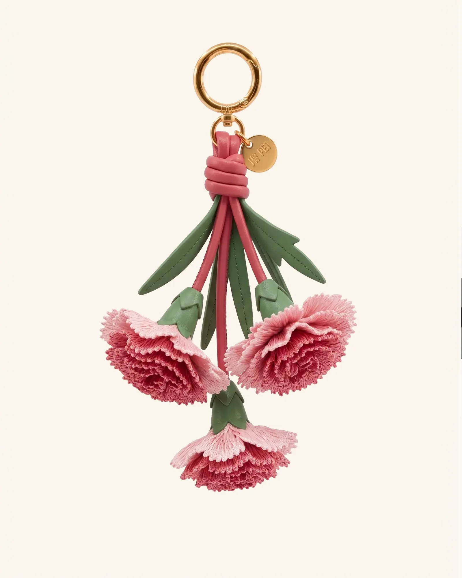 3D Embroidered Carnation Bag Charm – Pink