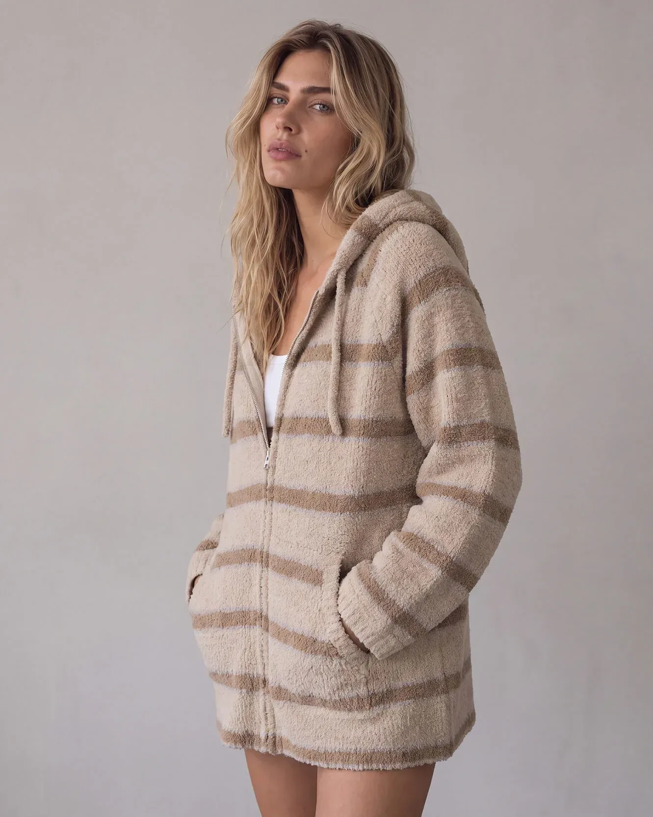 Snug Striped Zip Blanket Hoodie + Socks Bundle