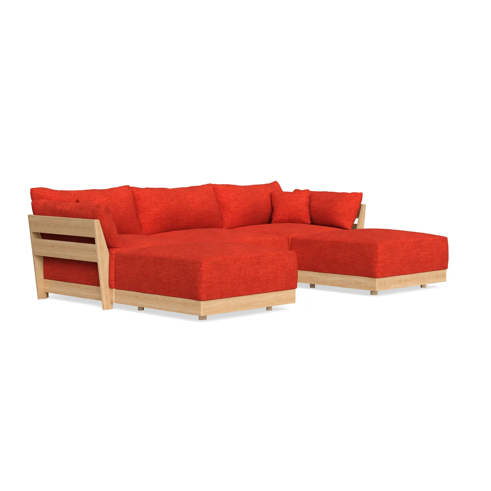 Modular Bondi Latte 3-Seater U-Sectional in Poppy Orange – Classic Blend