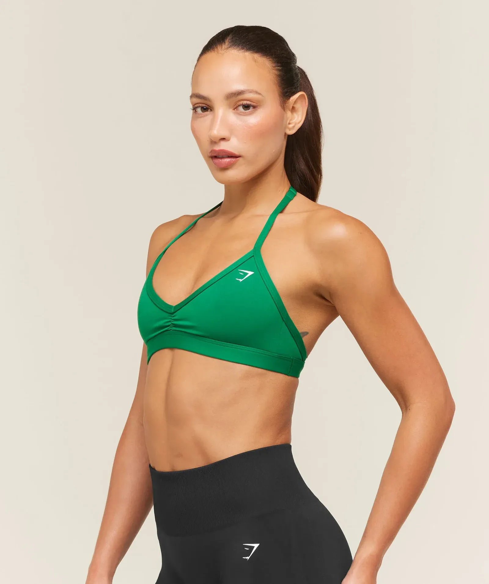 Gymshark Light Support Minimal Halterneck Bra – Track Green