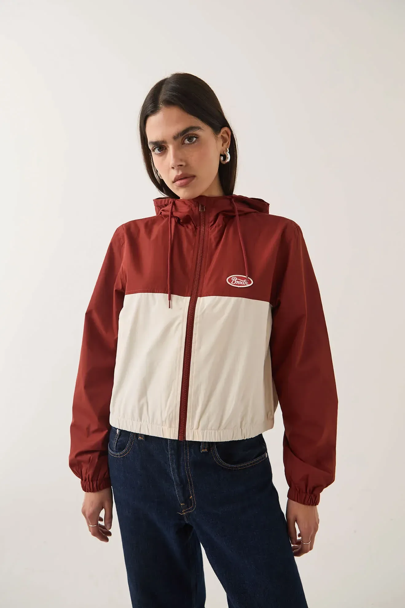 Parsons Lightweight Hooded Windbreaker – Dark Brick/Whitecap