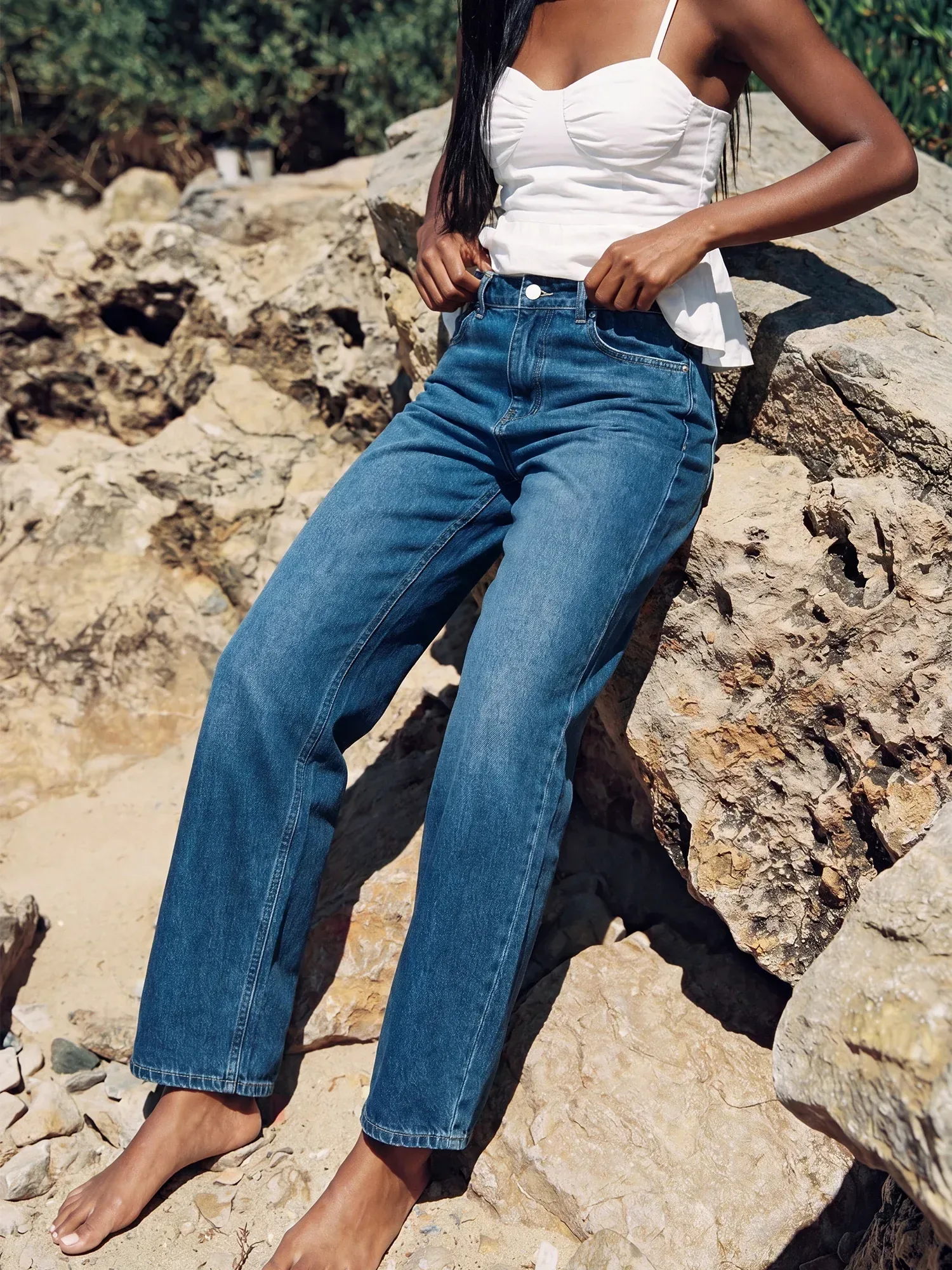 High Waisted Baggy Wide Leg Denim Jeans