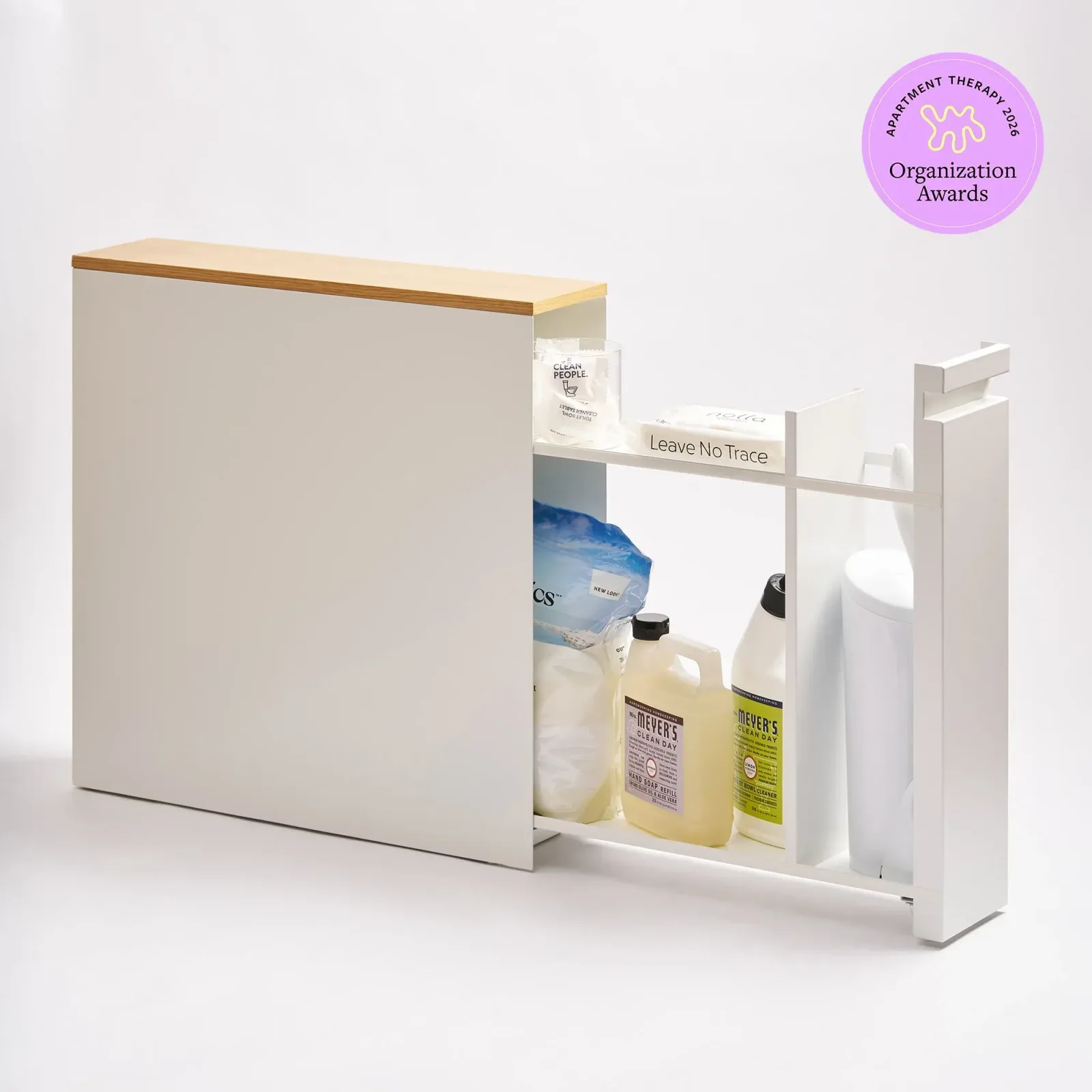 Pull-Out Bathroom Storage Cabinet – Steel + Wood
