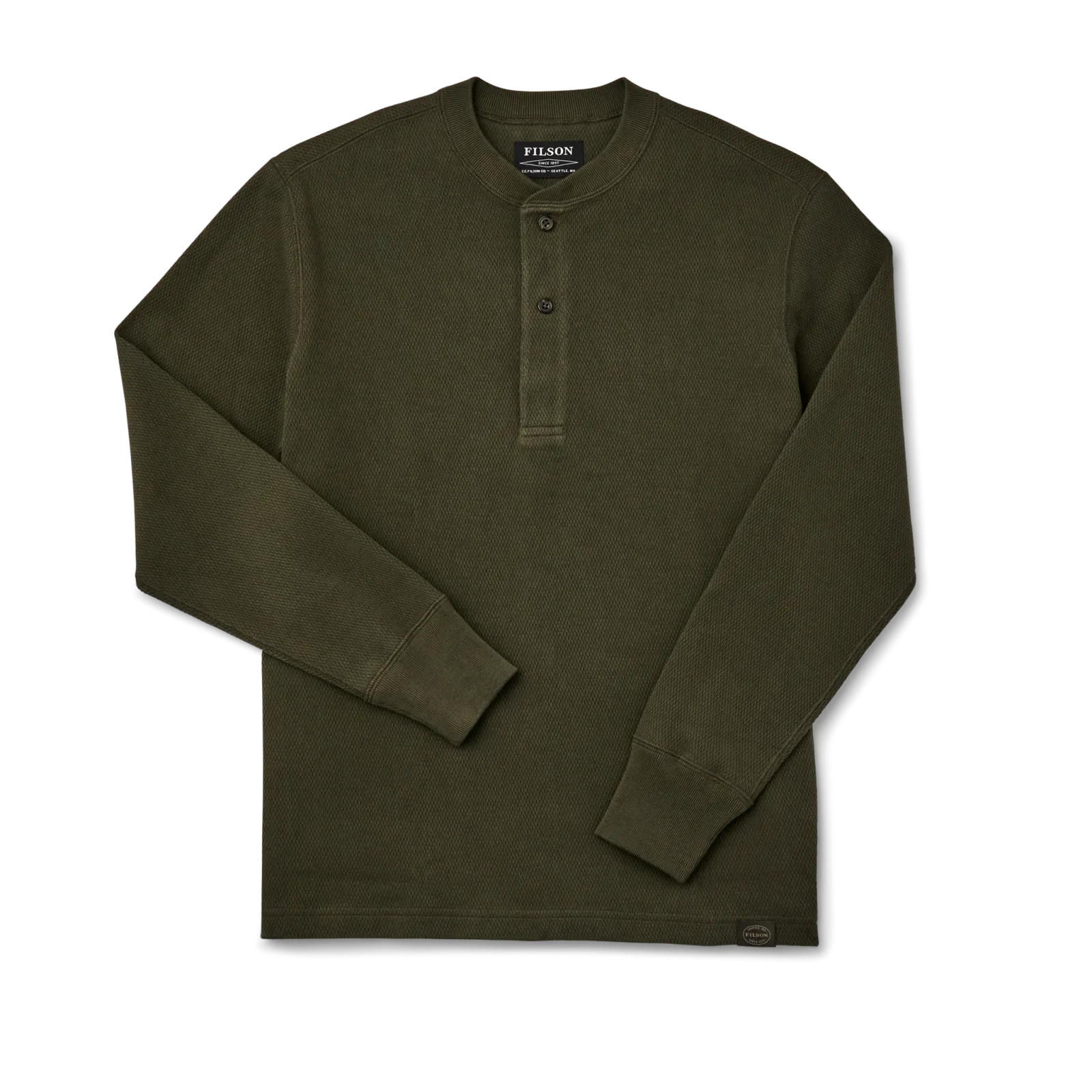 Waffle Knit Henley – Mossy Rock