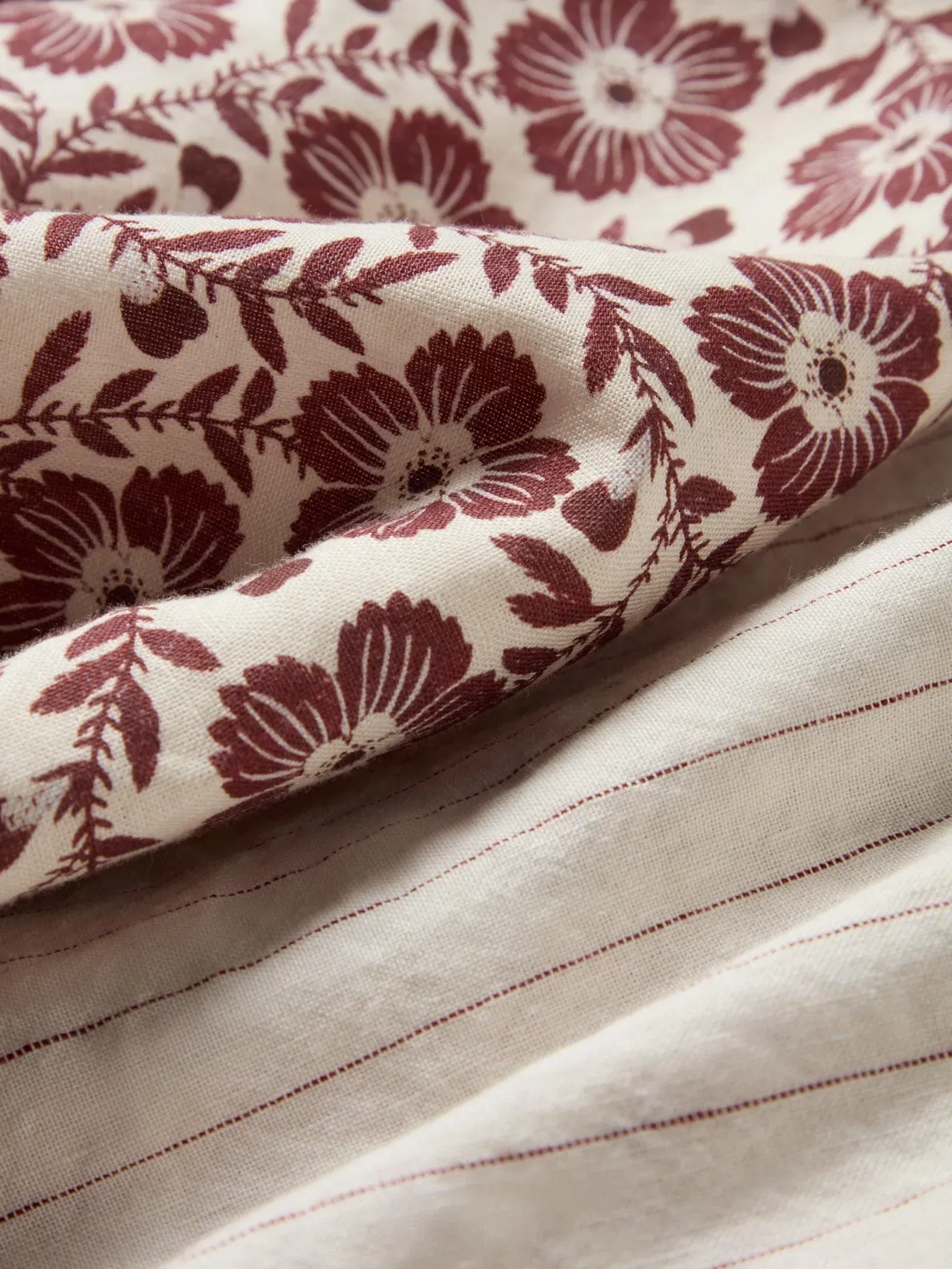 Rhubarb Folk Stripe Linen Blend Fitted Sheet