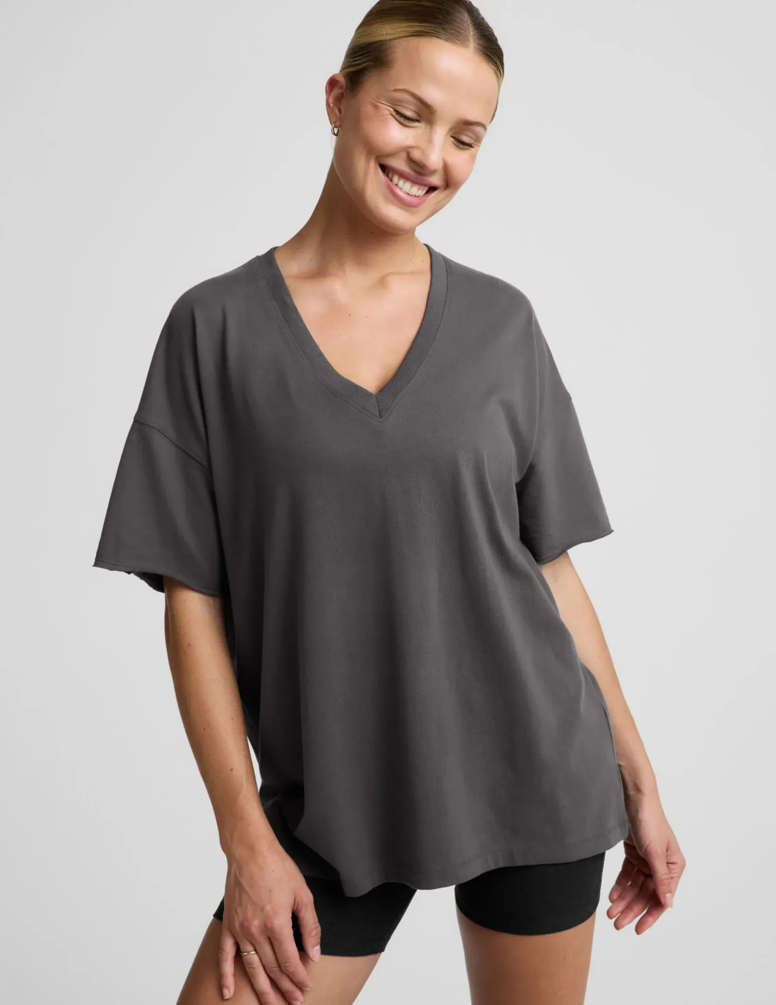 SoftKnit Better Than Ever Oversized V-Neck Cotton Tee