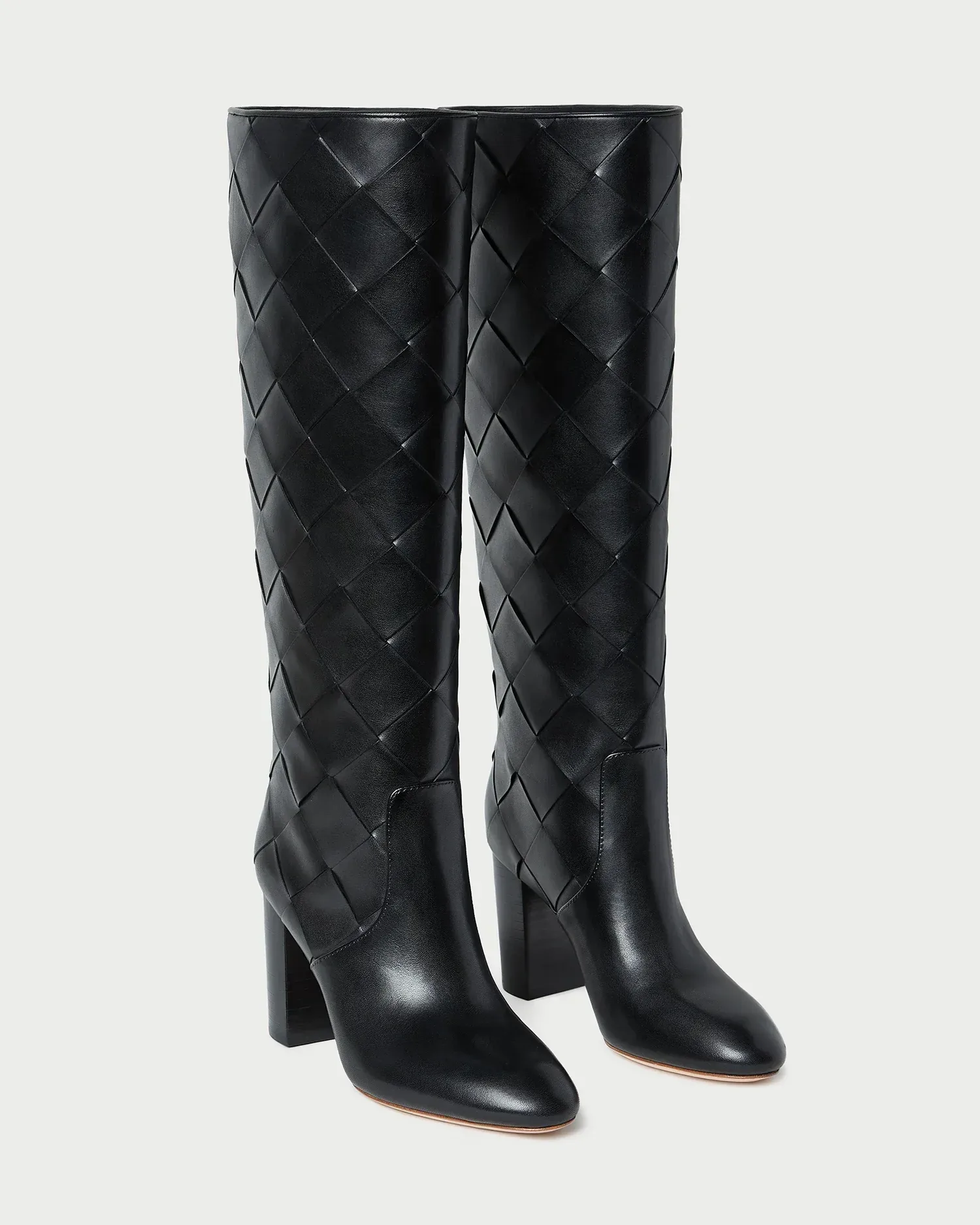 Goldy Black Woven Leather Tall Boot