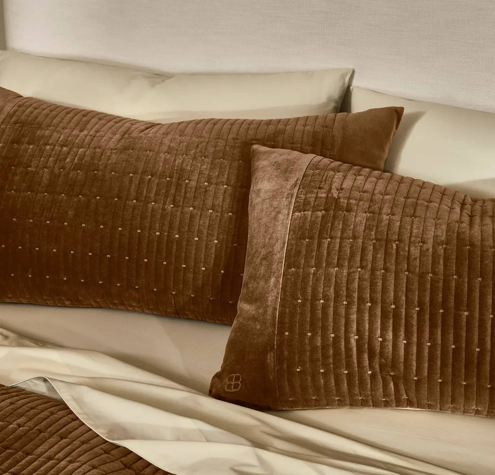 Fluted Cotton Velvet Duvet Sham Set – Deep Camel