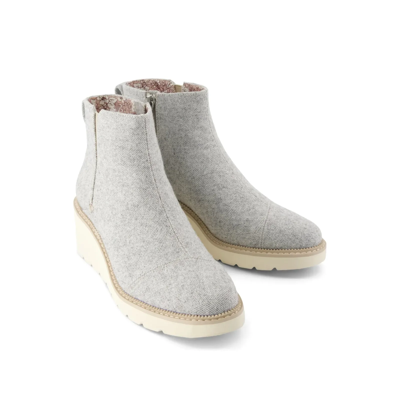 Womens Mina Wedge Boot Water Repellent Light Grey Heritage Herringbone