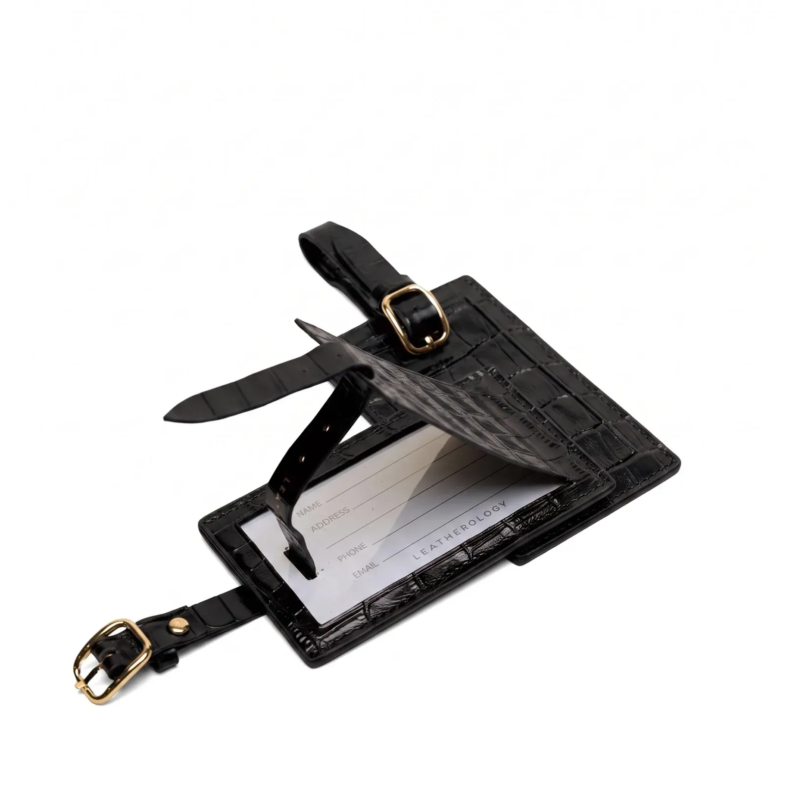 Luggage Tag Duo Gift Set Black Croc