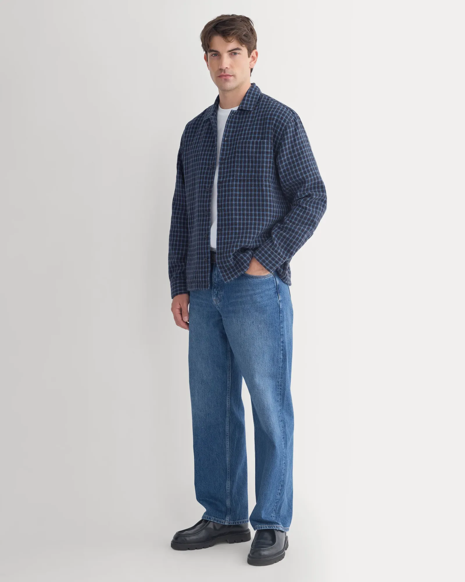 Double-Gauze Button-Down Shirt – Black / Navy