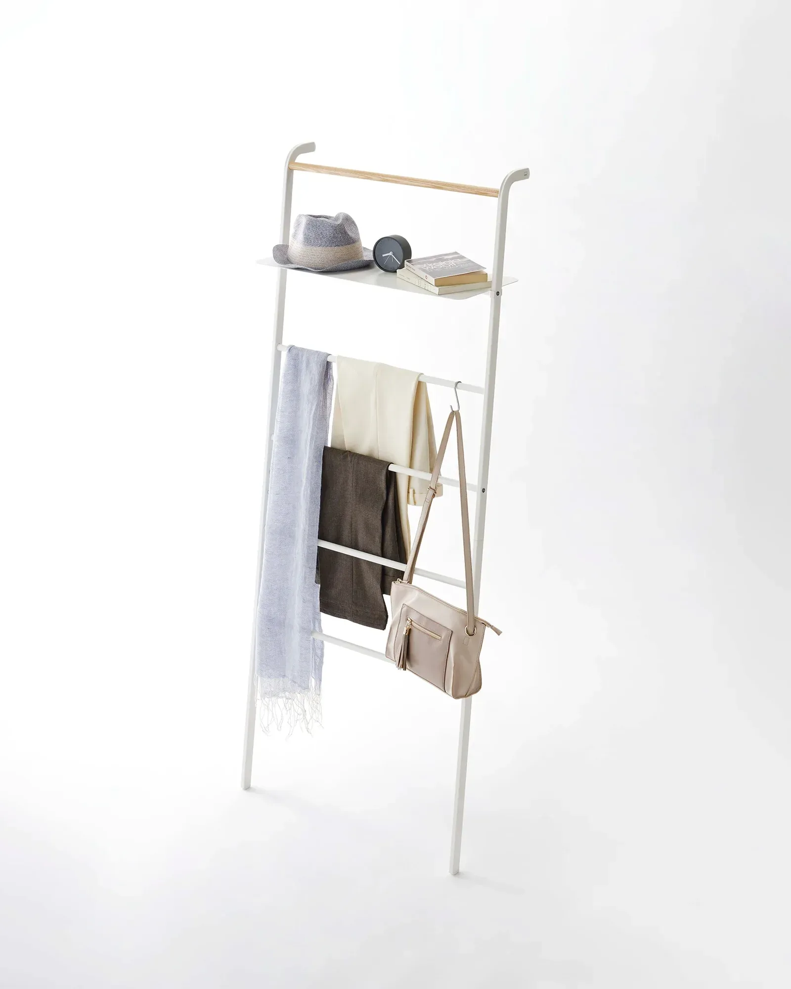 Leaning Storage Ladder With Shelf (63" H) – Steel