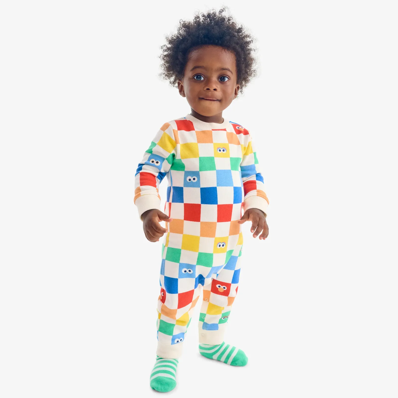 Baby sweatshirt romper in Sesame Street friends