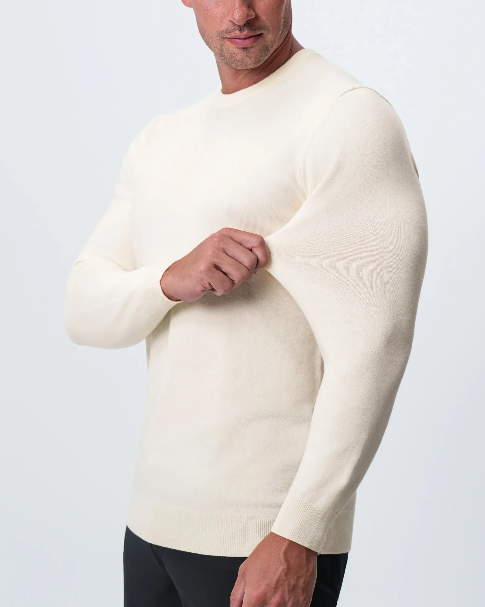 Mid-Weight Wool Crewneck – Cream