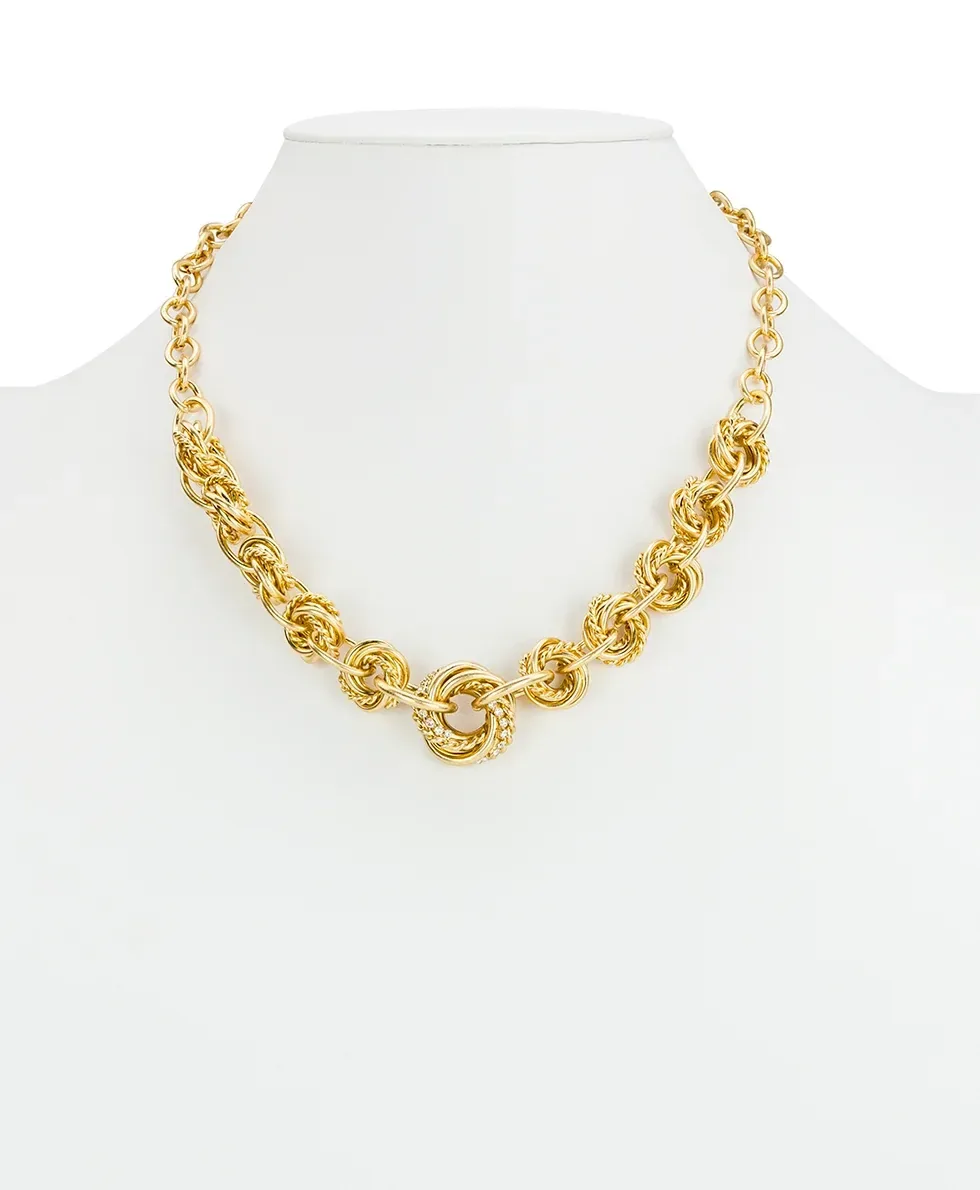 Twisted Knot Link Necklace – Twisted Knot Collection – Worn Gold