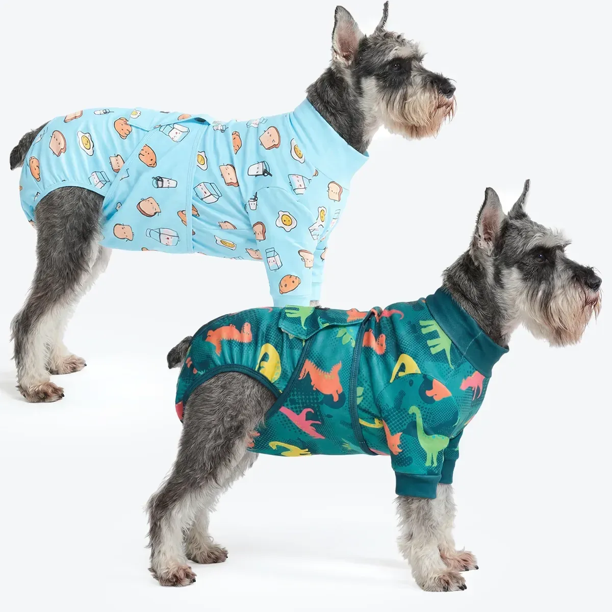 Dog Surgical Suit (2-pack) – Breakfast Blue and Dinosaurs