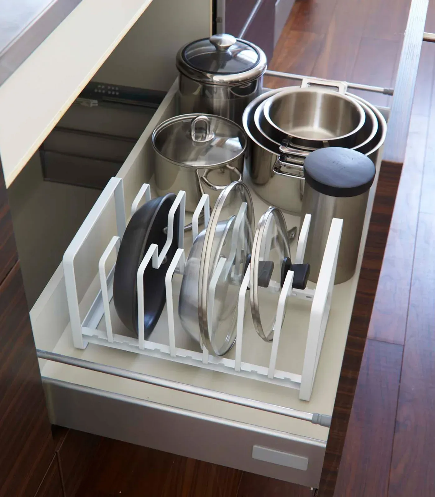 Adjustable Pot Lid and Frying Pan Organizer – Steel