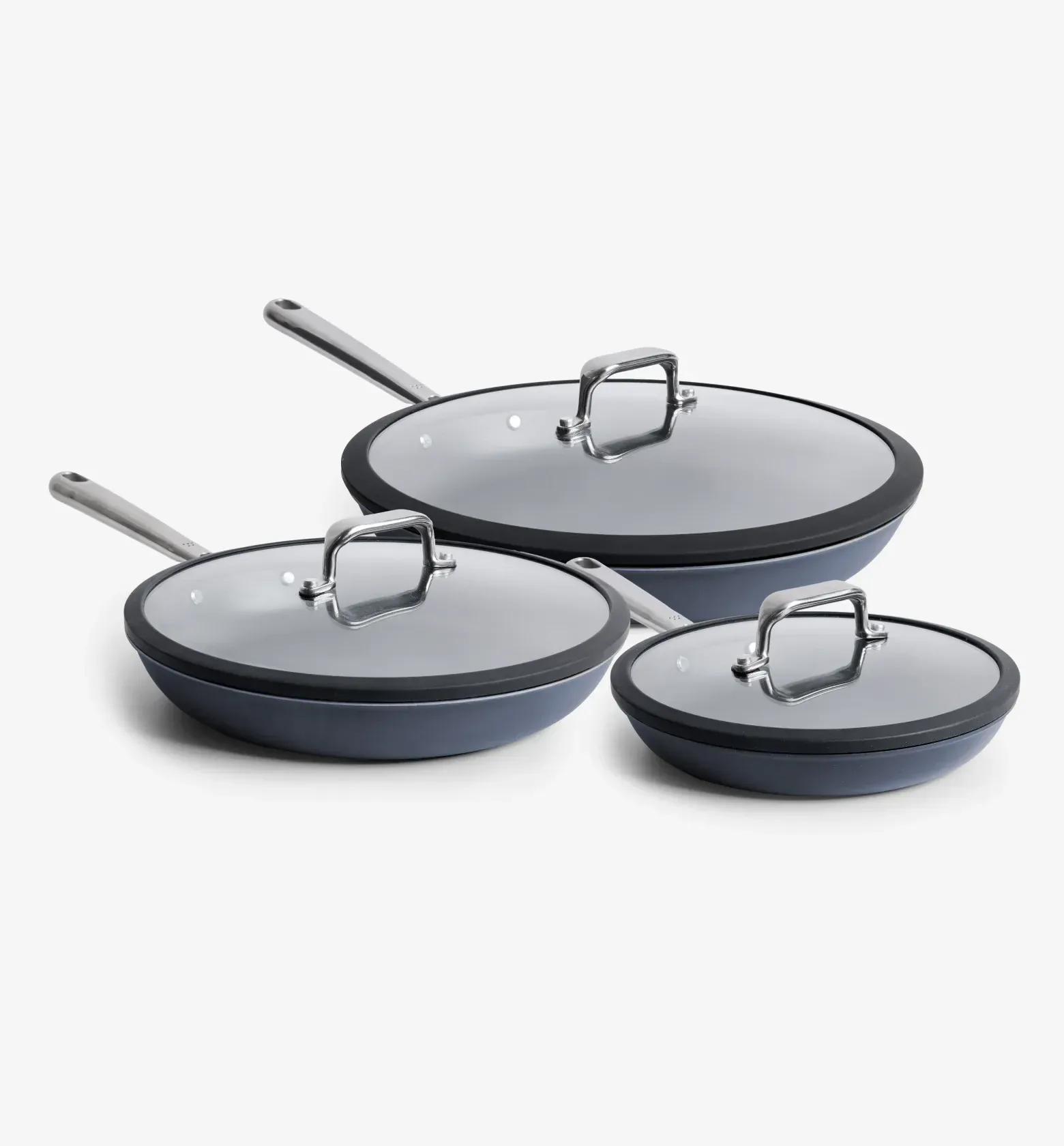 8" + 10" + 12" Carbon Nonstick™ Frying Pan + Glass Lids