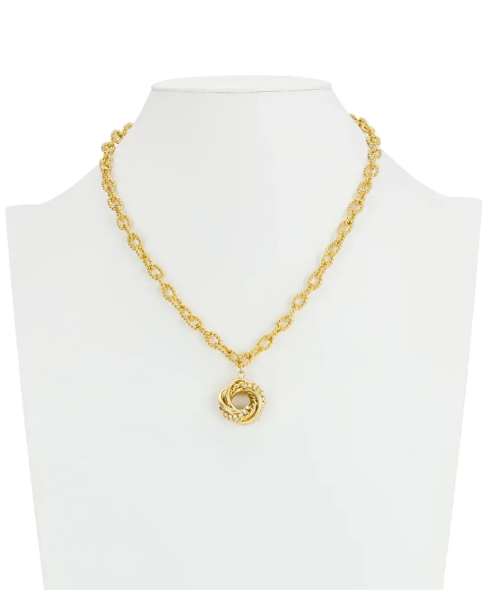 Rope Knot Y Necklace – Twisted Knot Collection – Worn Gold