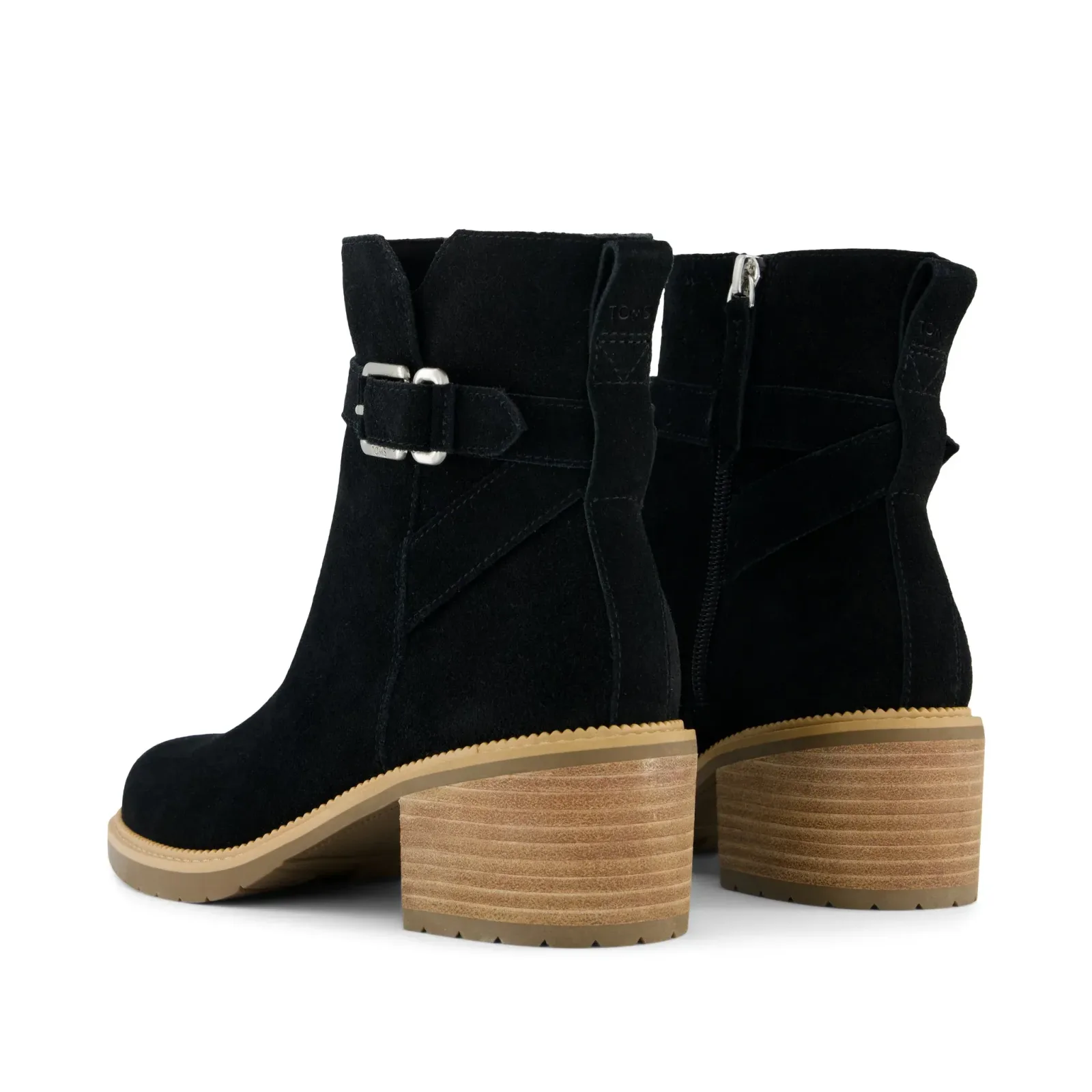 Womens Hailey Buckle Ankle Boot Water Resistant Black Suede