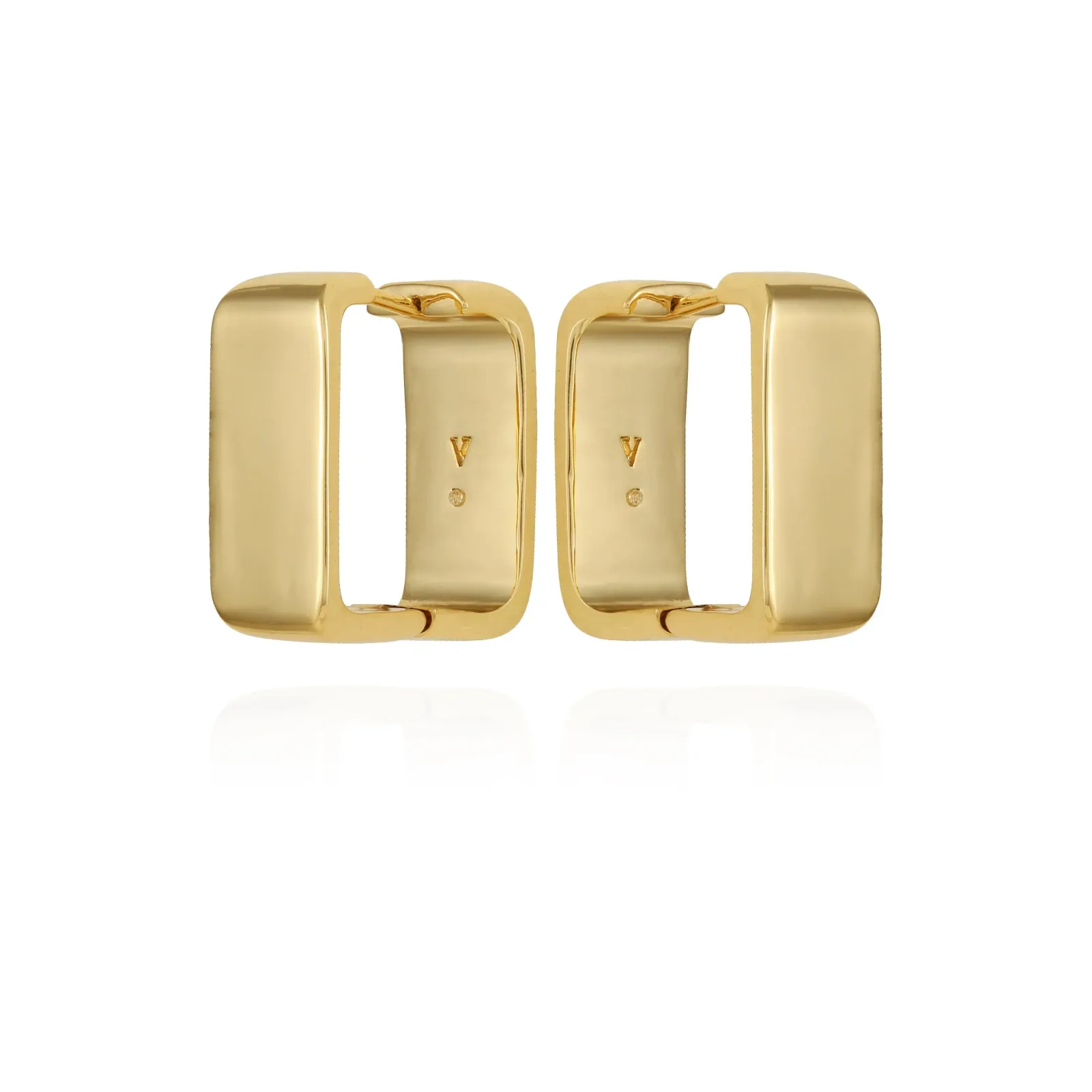 Brass Rectangle Hoop Earrings