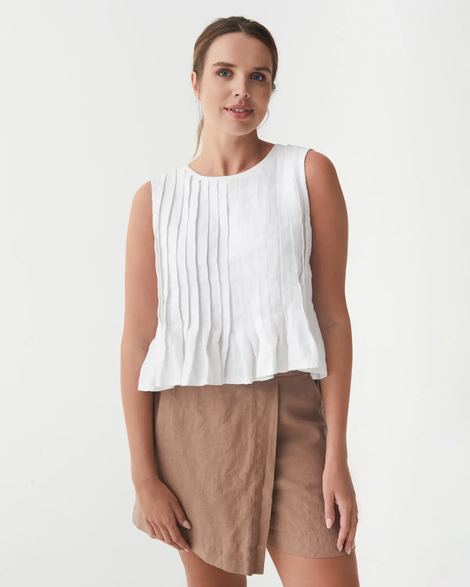 Linen Skort ANGUILLA in Pastel brown