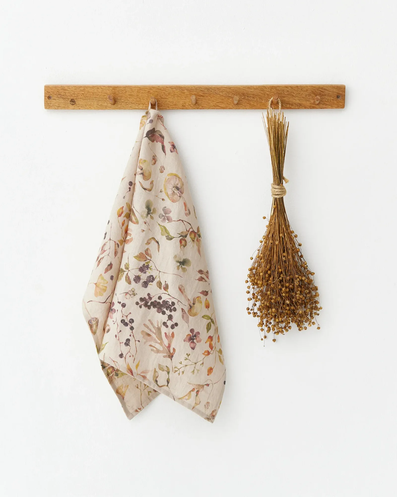 Autumn forest print Linen tea towel