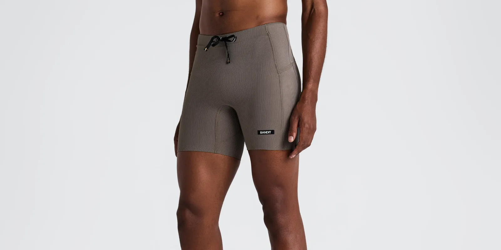 Men's Striped Cadence™ Quarter Tights – Concrete Taupe / Cocoa