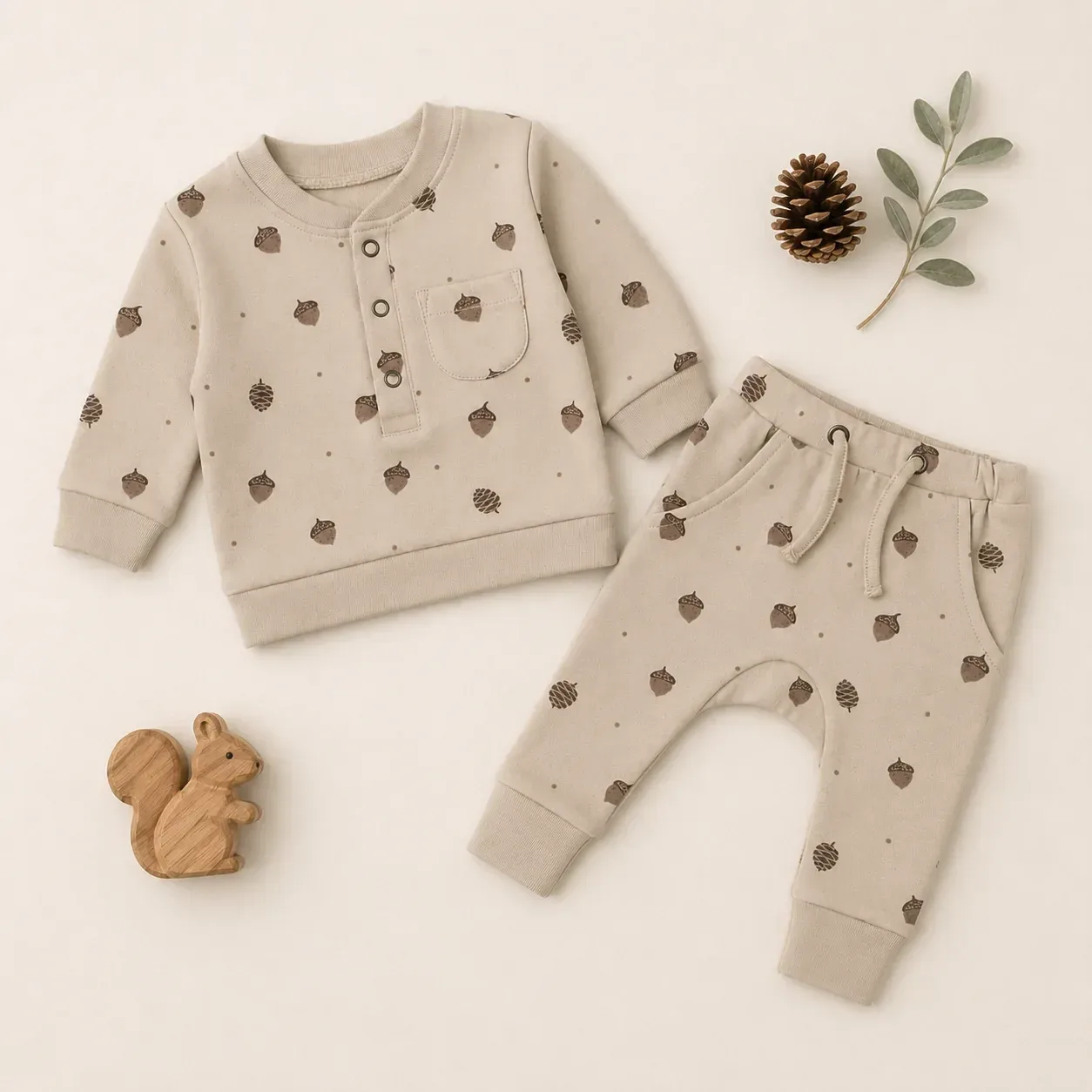 Little Acorn – Organic Henley Sweatshirt & Jogger Set