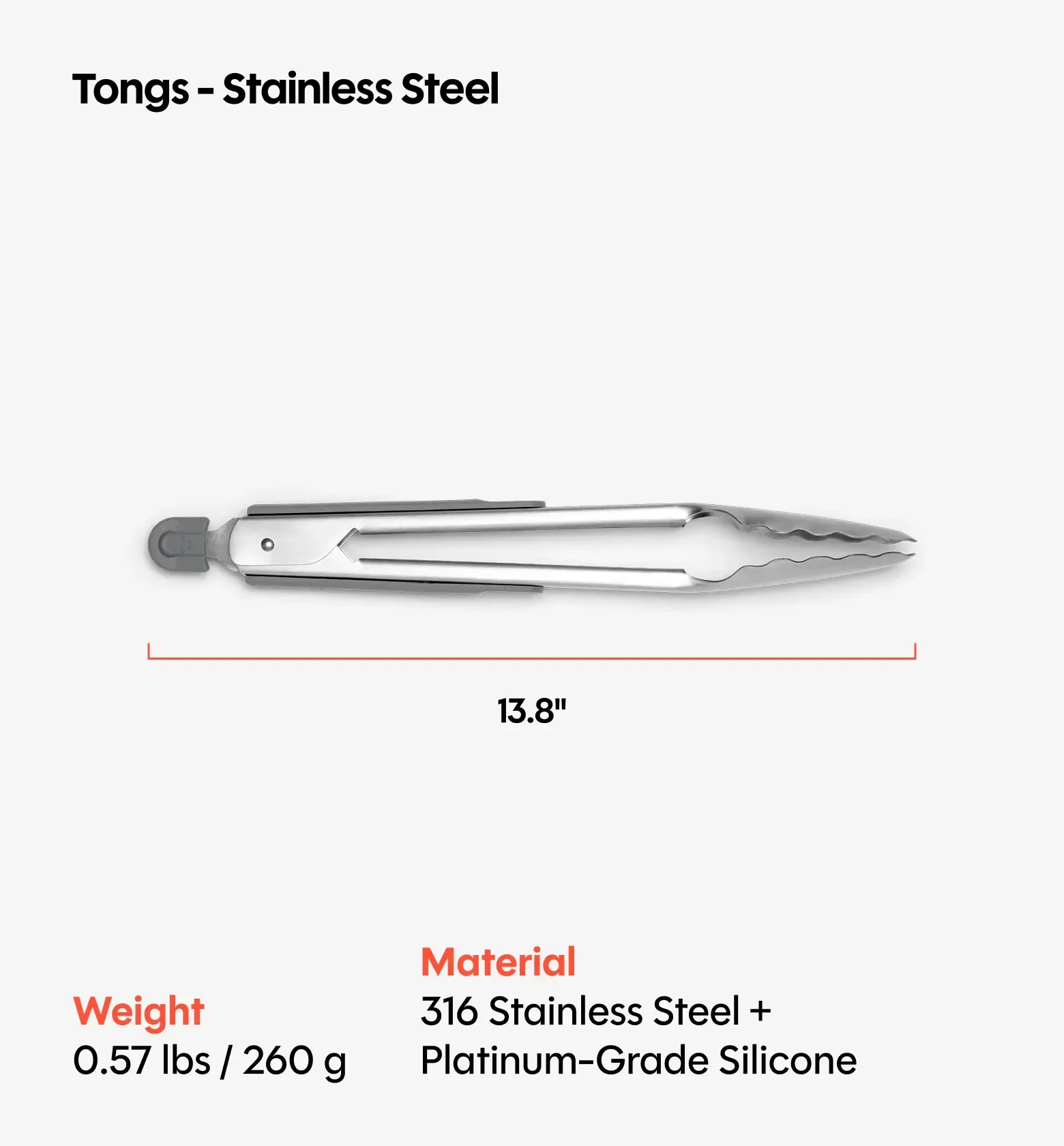 Stainless Steel Tongs – Gray