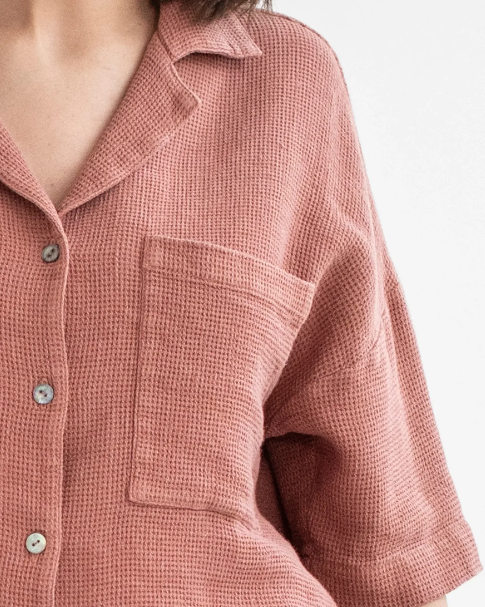 Waffle shirt CHARTRES in Burnt sienna