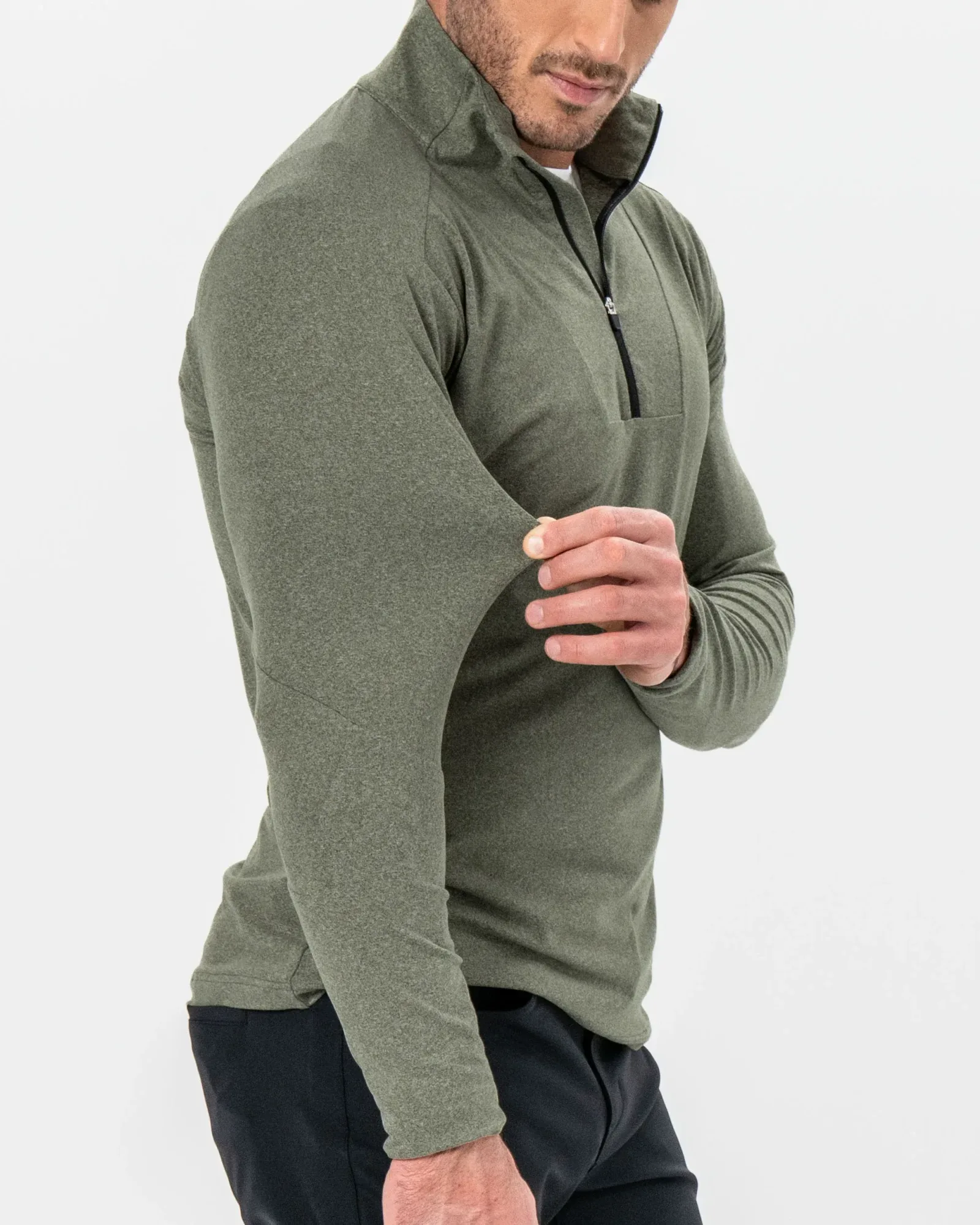 Brushed Quarter Zip – Heathered Olive