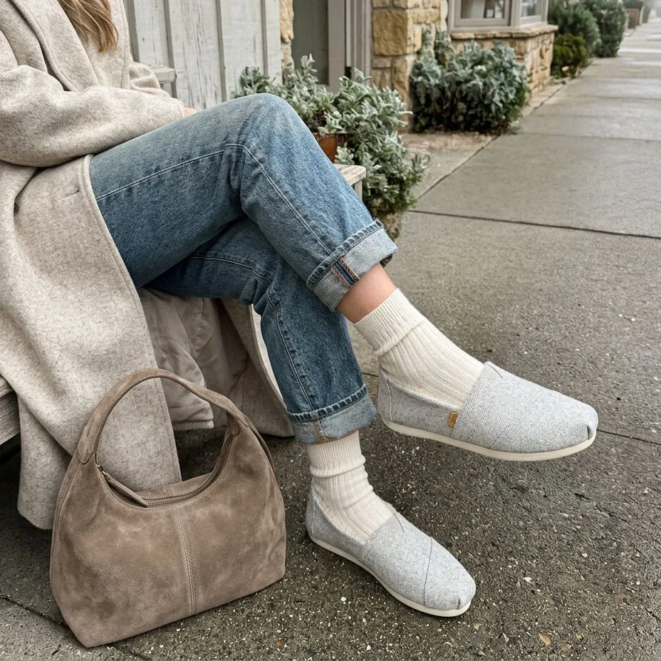 Womens Alpargata Classic Light Grey Heritage Herringbone w/ Faux Fur