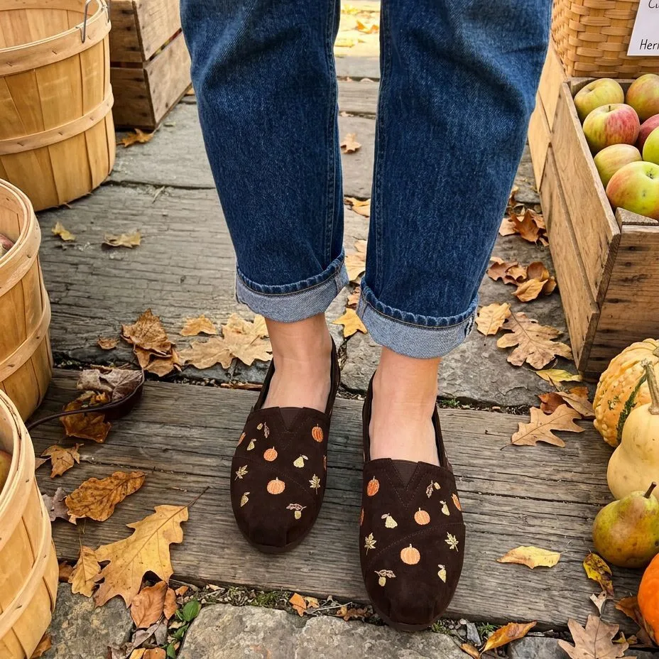 Womens Alpargata Classic Chocolate Brown w/ Pumpkins