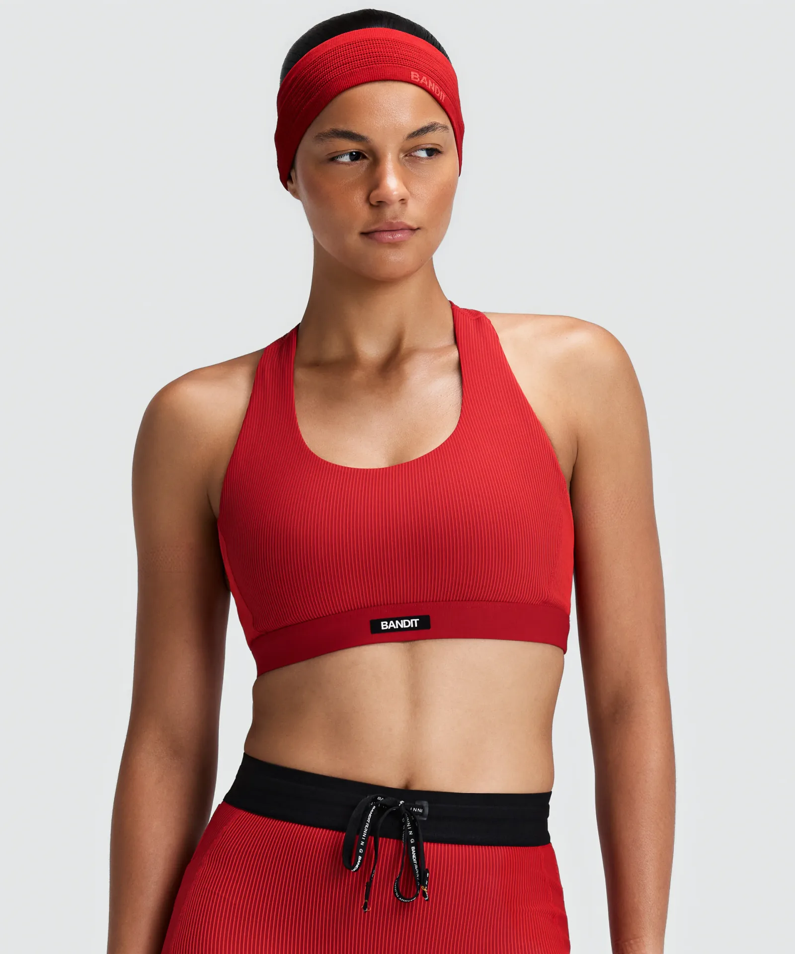 Women's Striped Cadence™ Scoop Neck T-Back Run Bra – Oxide Red / Signal Red