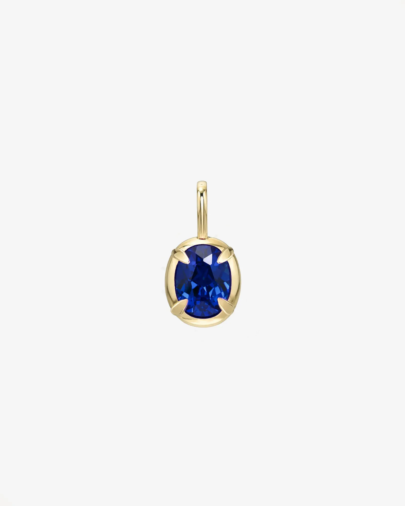 14k Gold Oval Lab Sapphire Pendant