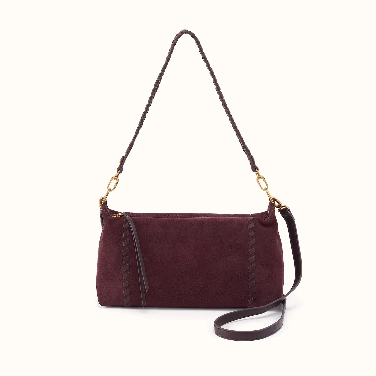 Darcy Shoulder In Suede Leather – Dark Cherry