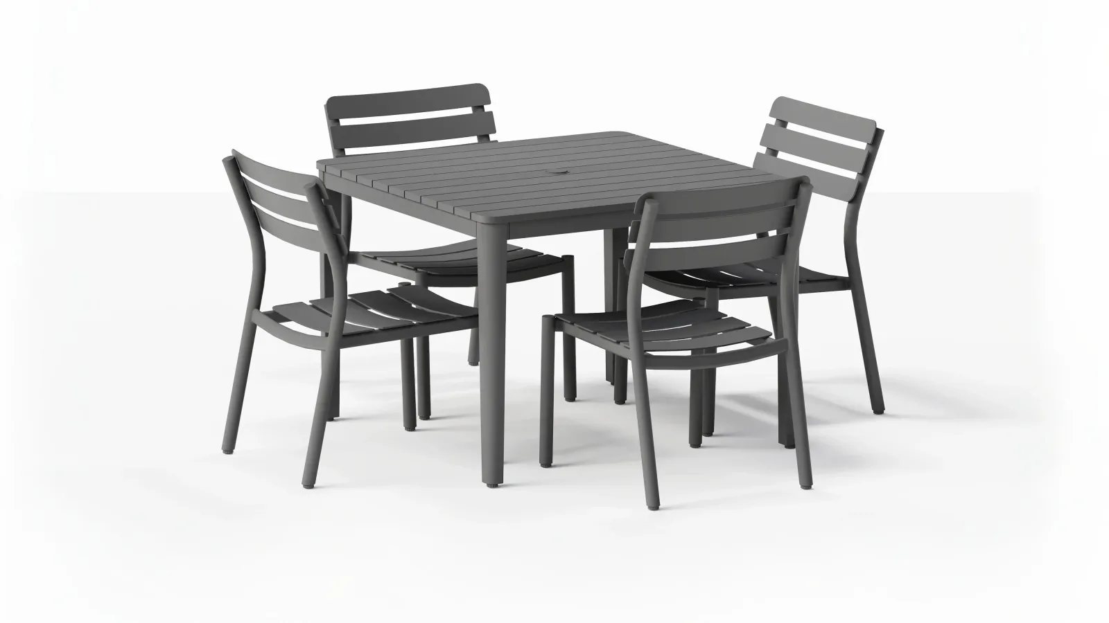 Aluminum Outdoor Square Dining Table + 4 Armless Chairs