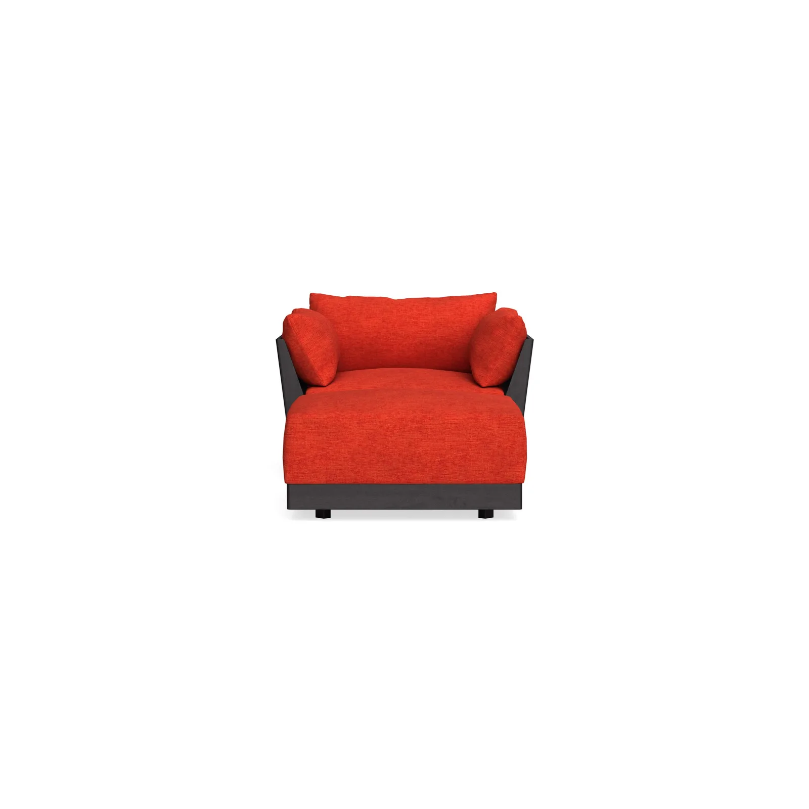 Modular Bondi Black Armchair + Ottoman in Poppy Orange – Classic Blend