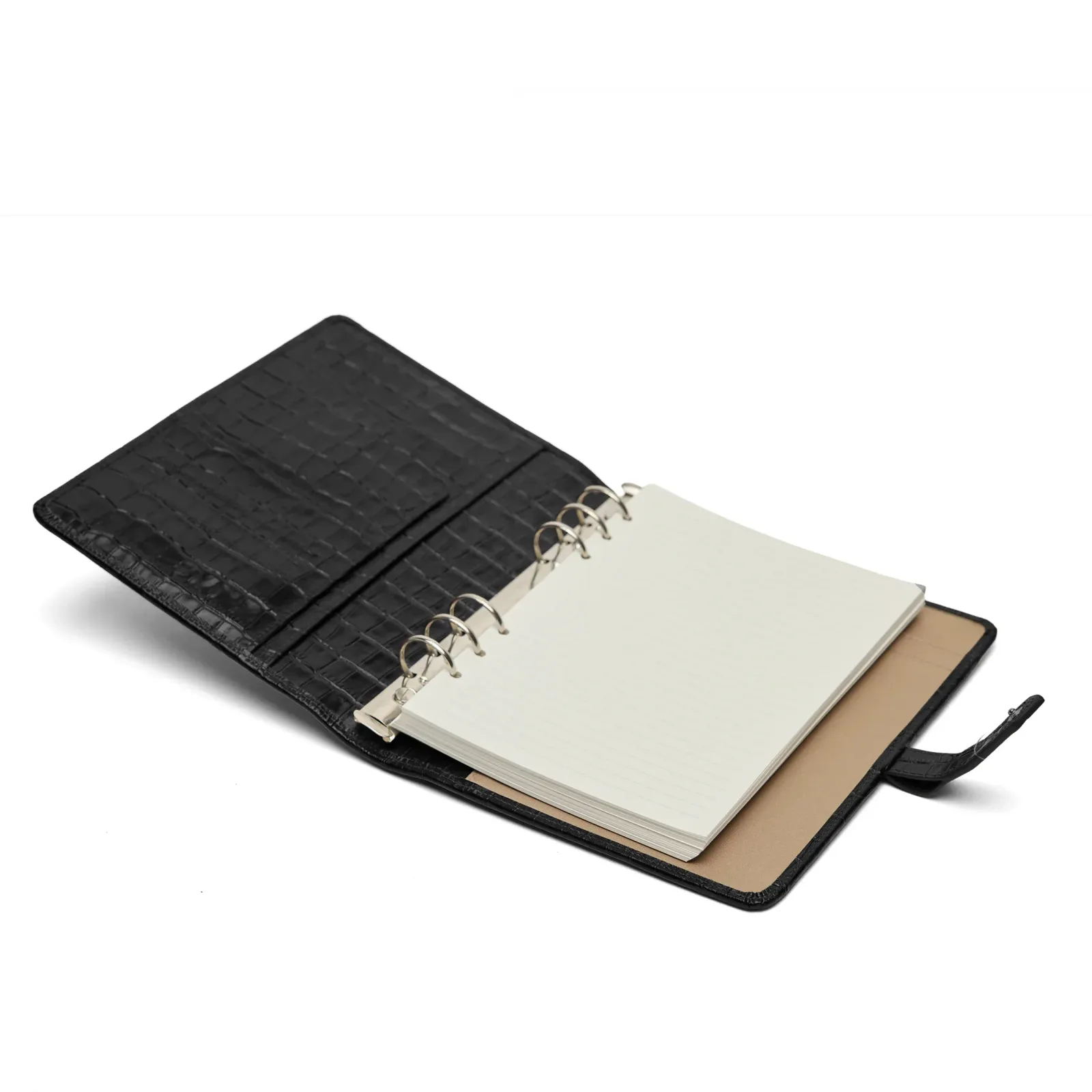 A5 Binder Journal Black Croc