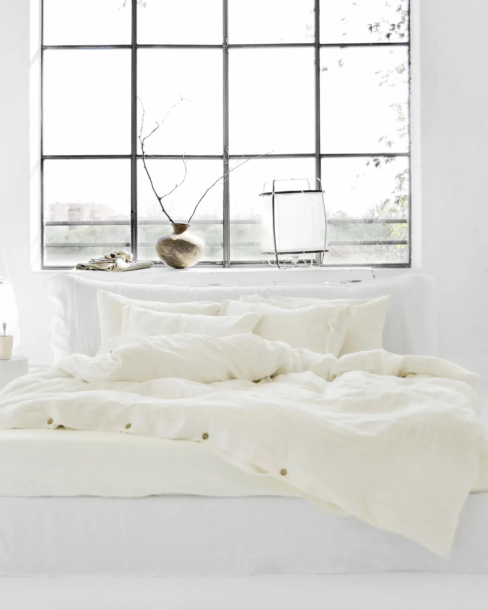 Ivory linen duvet cover set (3 pcs)