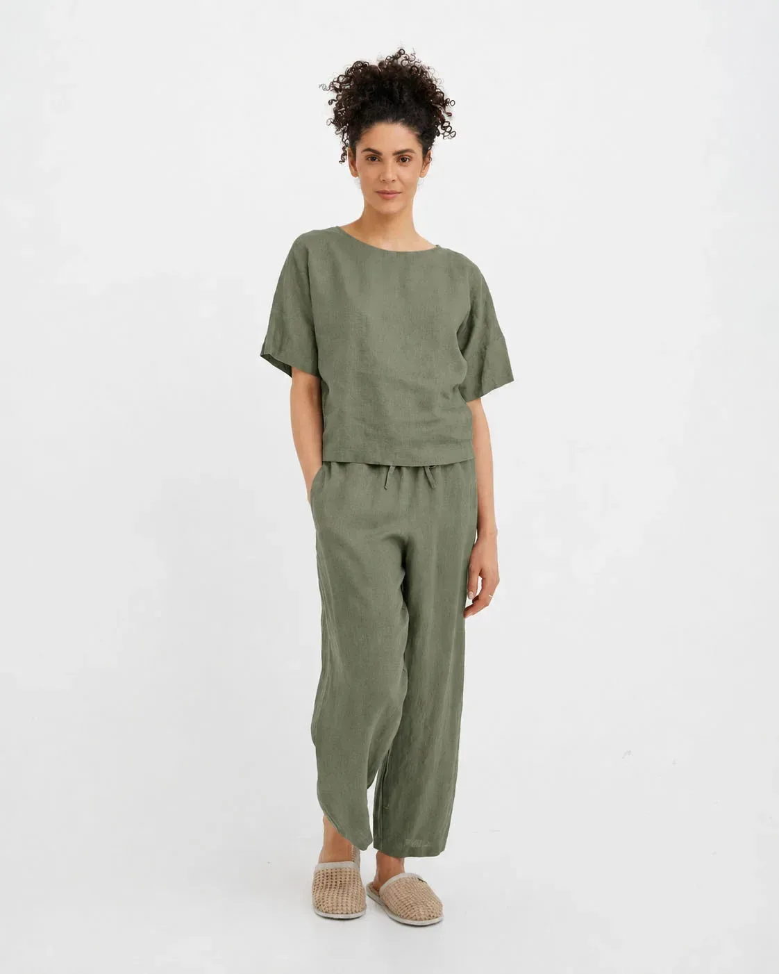 Linen pajama set SAVANNAH in Mist green