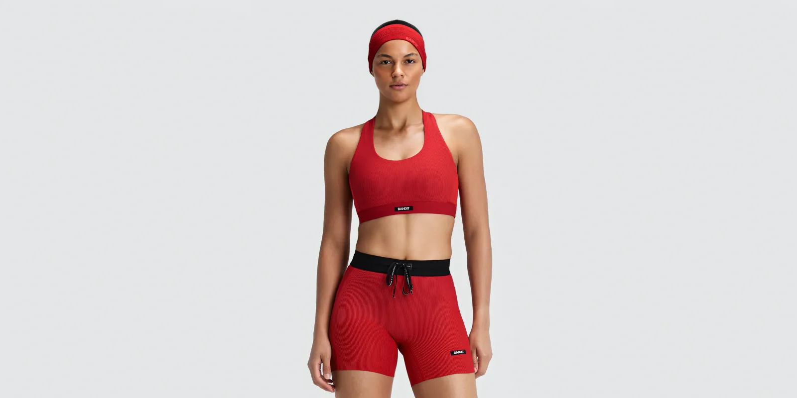 Women's Striped Cadence™ Scoop Neck T-Back Run Bra – Oxide Red / Signal Red