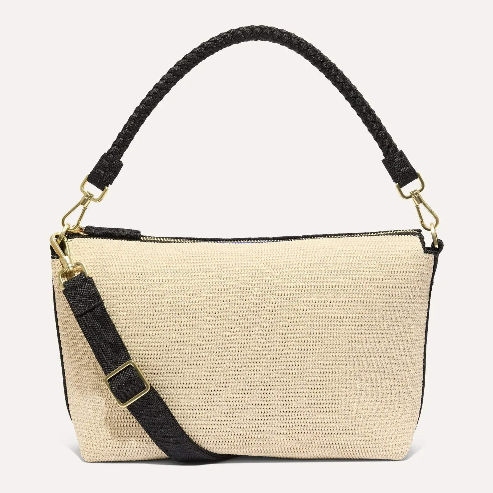 The Daily Crossbody – Black and White Raffia-Knit